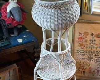 Wicker plant stand