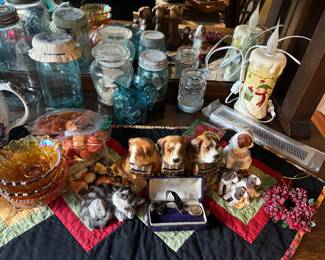 Dog bank, pocket watch and other items