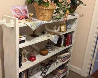 Book case and trinkets