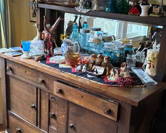 Craftsman side board, collectible glass and more
