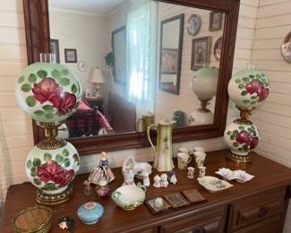 Antique double globe lamps 