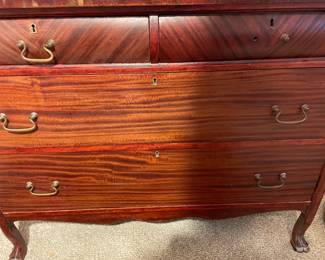 Antique Mahogany Dresser & Mirror 