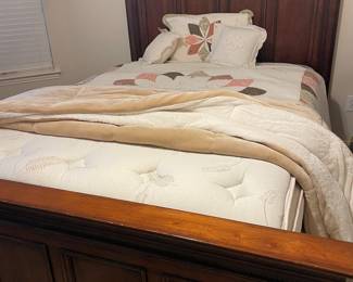 Solid Wood Florentine  Panel Queen Bed and Posturepedic Mattress 