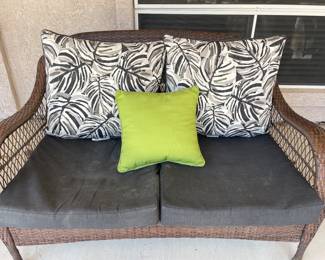Wicker Love Seat and cushions