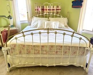 Vintage Dresher white enamel iron bed