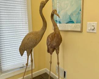 Carved Wood Cranes