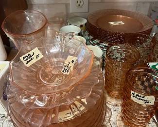 pink glass, fostoria