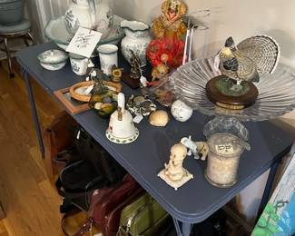 Green willow washbowl set, misc.