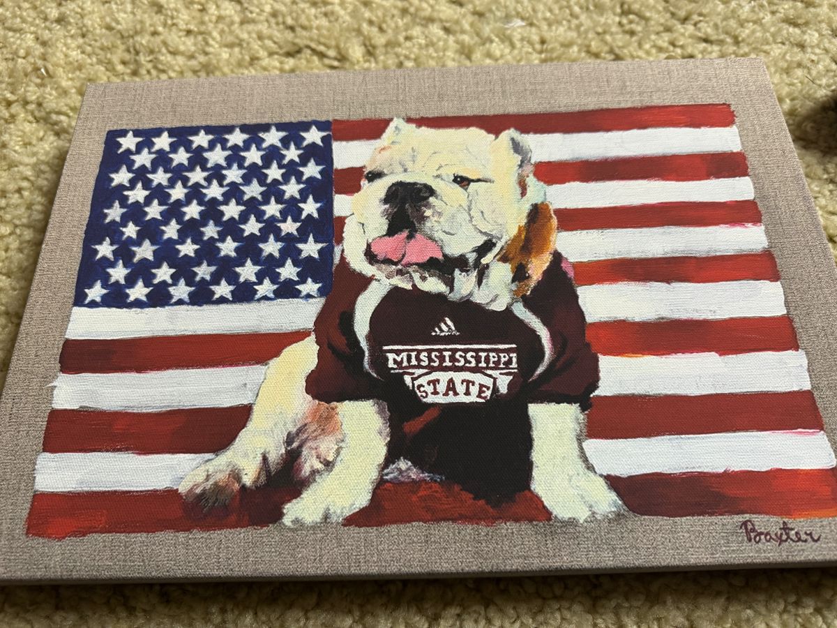 Bulldog on canvas by David Baxter (local Hernando Artist)