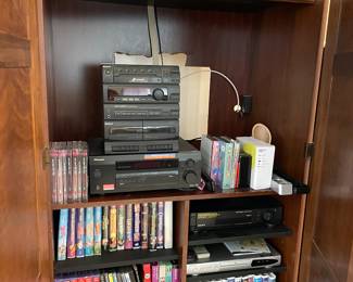 Sony stereo and speaker. DVDs and VHS
