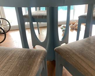 PRESALE (Broyhill Brasilia midcentury table and four chairs) $1,000 OBO....two additional unpainted chairs and table leaves available.