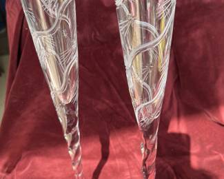 Tall crystal champagne flutes