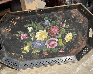 Large Tole hand-painted tray
