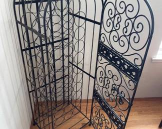Tall Metal Wine Rack w/ Scrollwork Design – Holds Multiple Bottles	
