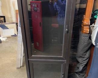 Dark Brown Storage Cabinet – Tall Glass Door Display Unit	