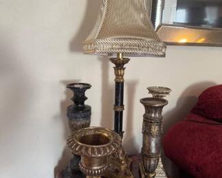 Vintage-Inspired Silk-Style Lamp Shade, Urns & Candlesticks Set	