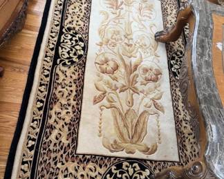 Wool Persian-Style Area Rug – Ornate Floral & Leopard Print Design	