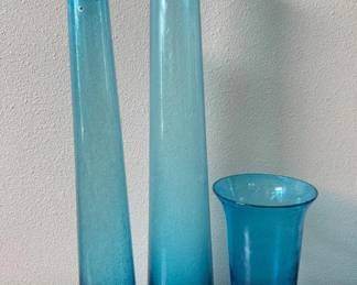 Wrześniak Hand-Blown Blue Glass Vase Set – Made in Poland	