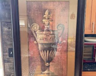 Large Framed Renaissance Inspired Urn Print – Elegant Wall Décor	