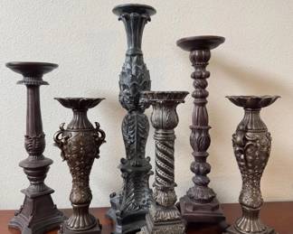 Collection of Ornate Metal Candle Holders – Mixed Styles & Sizes	