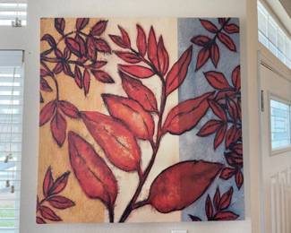 Modern Botanical Wall Art – Bold Red Leaf Canvas	