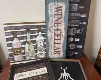 Wine-Themed Wall Art – Canvas & Wood Décor Set	