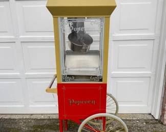 Vintage Red & Gold Popcorn Cart Machine – Classic Theater Style	