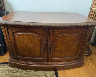 Traditional Carved Wood Small Storage/Media Cabinet	