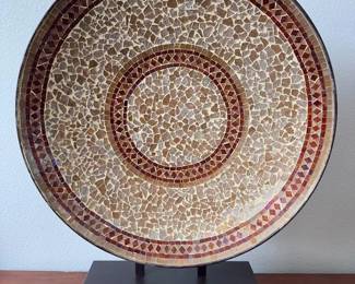 #2 Large Mosaic Glass Decorative Plate on Stand – Geometric Design	
