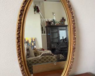 Antique-Style NuTone Gold Framed Oval Mirror	