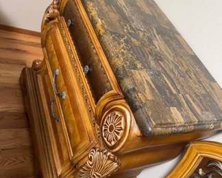 Michael Amini Signature Series AICO Nightstand w/ Stone Top	