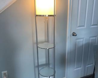 Modern Round Floor Lamp with 2 Shelves