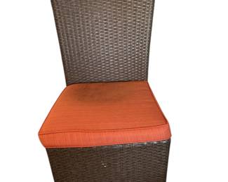 Indoor Outdoor Faux Wicker Side Chair with Removable Seat Cushion