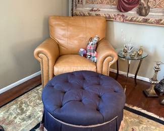LEATHER CHAIR & OTTOMAN