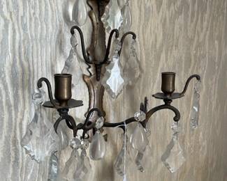 Crystal Bronze Candle Sconce 