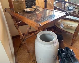 Cane Top Table, Ceramic Dish
