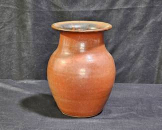 Signed Brown Pottery Vase
