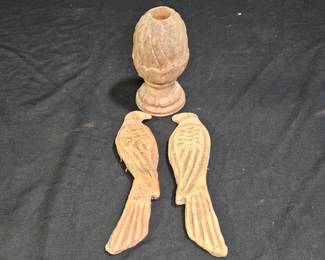 Terracotta Birds & Pineapple Candle Holders Decor