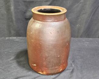 Antique Glazed Stoneware Wax Seal Canning Crock