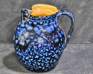Blue Sponge Design Pottery Creamer