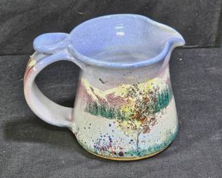 Winter Scene Handmade Pottery Creamer
