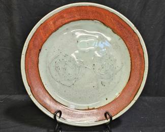 Large Stoneware Signed Pottery Platter