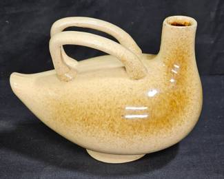Vtg Duck Shaped Pottery Decanter / Pitcher