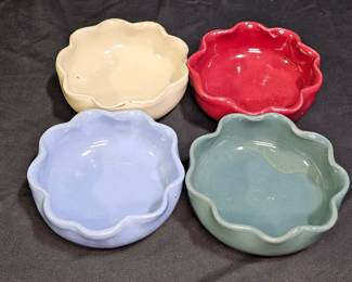 4 Bybee Pottery Ruffle Edge Bowls