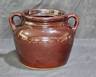 Vintage Brown Glazed Bean Pot