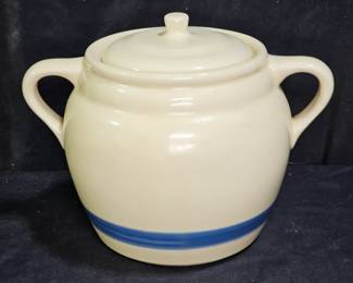 Vtg Roseville Blue Stripe Friendship 3 QT Jar