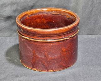 Antique #5 Brown Glaze Low Butter Crock