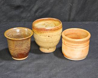 3 Small Handmade Pottery Cups