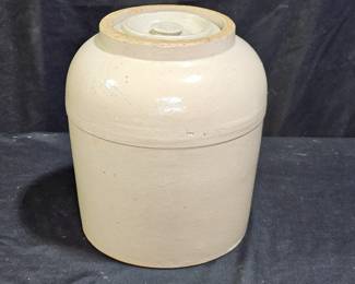 Antique Salt Glaze Grey Beige Crock