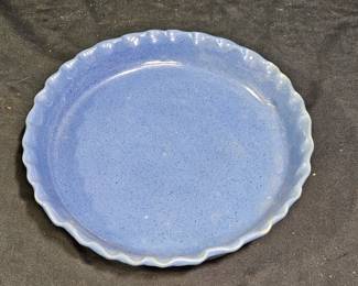 Blue Glazed Fluted Pottery Pie Dish